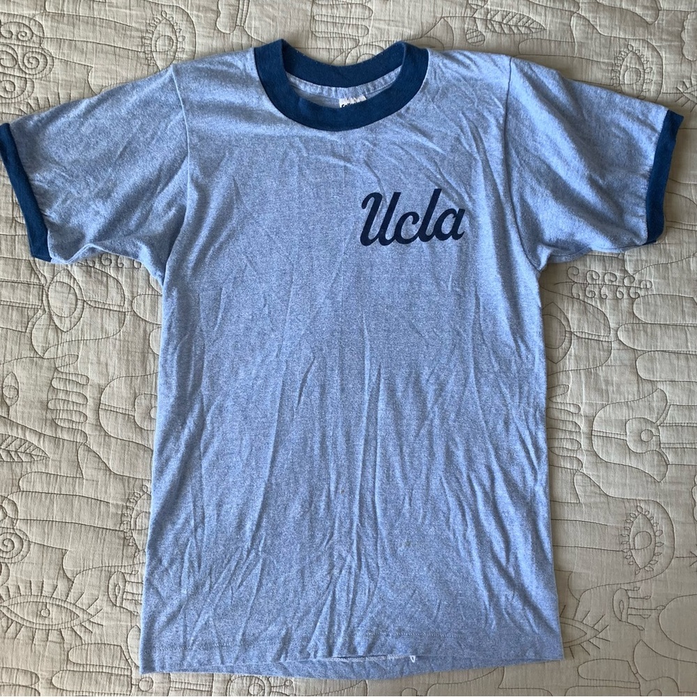 VINTAGE 70s UCLA Graphic Ringer Tee Sz S